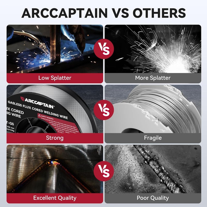 ARCCAPTAIN Flux Core Welding Wire .030, E71T-GS 030" Flux Core Welding Wire Gasless Low Splatter 10Lbs Mig Welding Wire Mild Carbon Steel Compatible With Lincoln Miller Forney Harbor Welder 4.5KG - Image 5